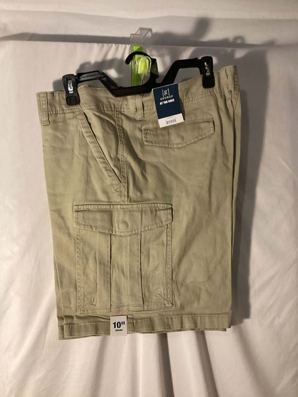 George Men's At The Knee Cargo Shorts in Stone Wash Khaki, Size 40